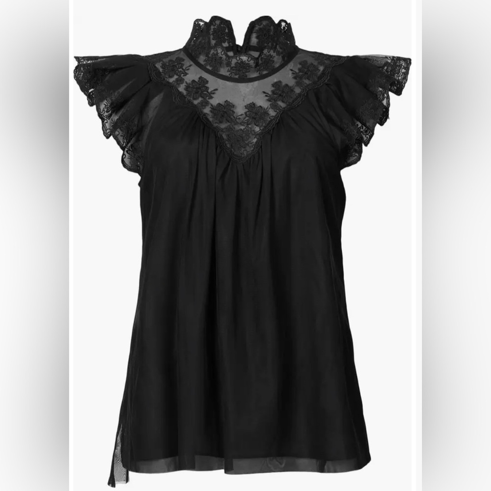 NWT All Saints Azura Black Lace Top Size 6 - Picture 12 of 12